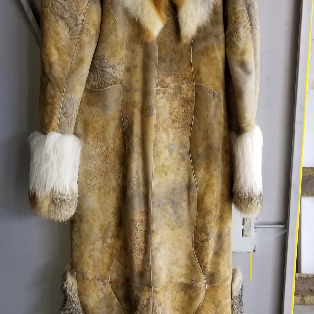 Full length shearling coat